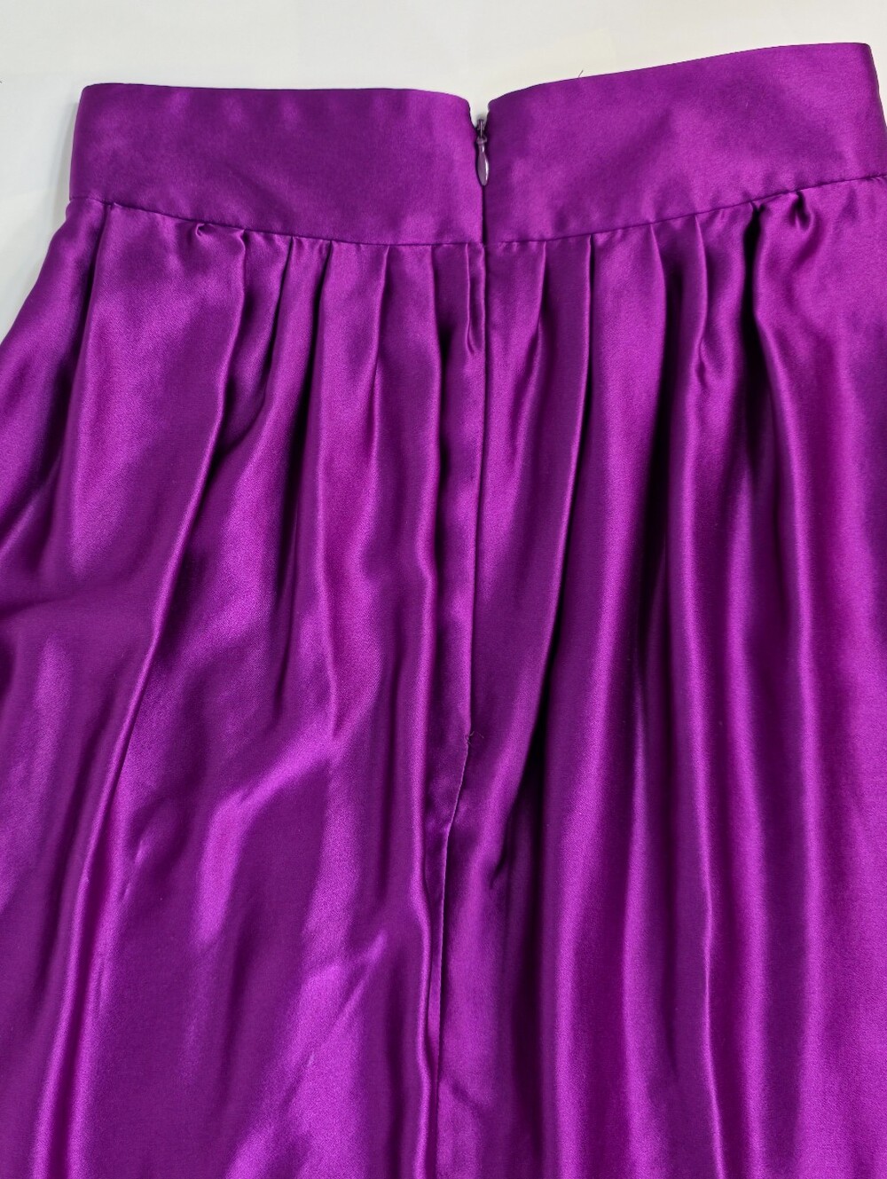 Yves Saint Laurent YSL 100% Silk Purple Magenta Knee Length Skirt XS - Picture 13 of 16